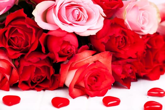 many roses tied as a bouquet