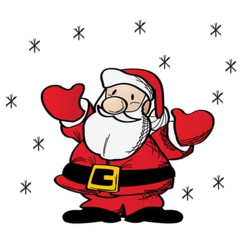 Fat Santa Claus clip art drawing over white