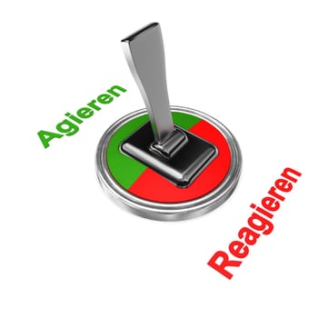 Switches with the text "act"" and ""react""."