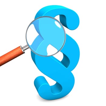 Blue paragraph with loupe on the white background.