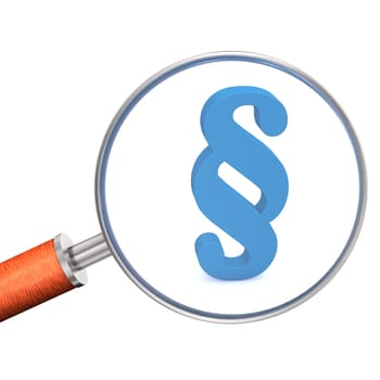 Blue paragraph with loupe on the white background.