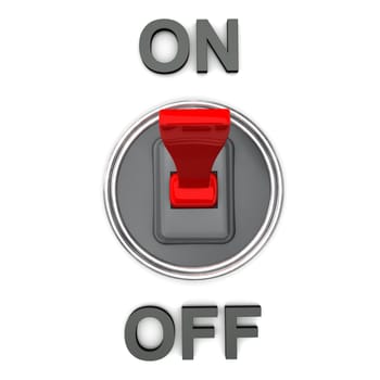 On Off connected switch on the white background.