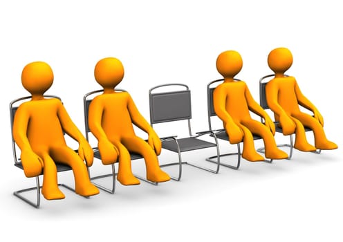 Free seat in a ante room. White background.