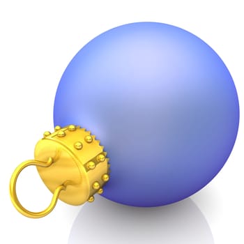 Blue Christmas bauble on the white background.