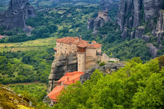 Roussanou Monastery of Meteora Monasteries in Trikala region, Greece during summer season.