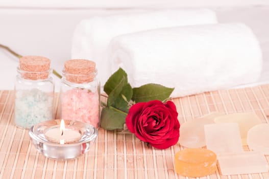 Spa concept with rose close up