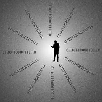 Binary code on detail pixelated screen