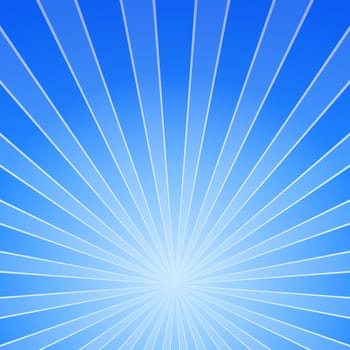 Glowing blue rays of light on blank background