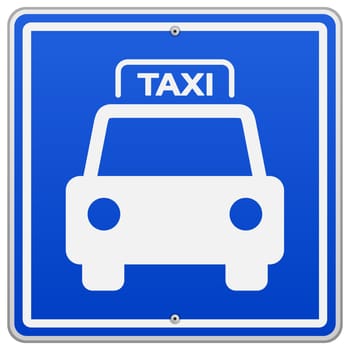 Illustration of Taxi Symbol on blue square sign