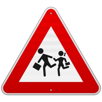 Red triangle safety traffic sign isolated on white background