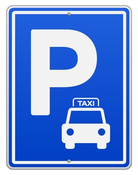 Taxi Cab Blue Road sign on shiny blue background