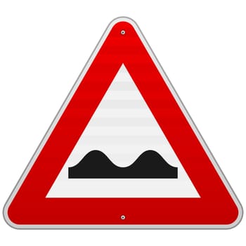 European red triangle sign with bumps symbol