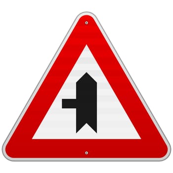 Direction Warning Sign with black silhouette on white background