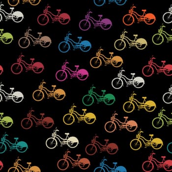 Seamless background pattern with colored bicycles