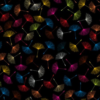 Dandelions flying seed pattern in colors