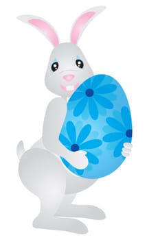 Happy Easter Day Bunny Rabbit Carrying One Big Egg Illustration Isolated on White Background