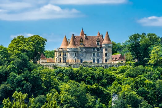 TURSAC, FRANCE - JUNE 23, 2012: exterior of Chateau de Marzac Perigord Tursac Dordogne Perigord France