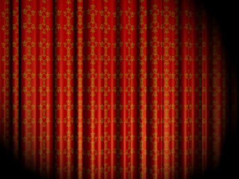 Illustration of a stage curtain with a spotlight