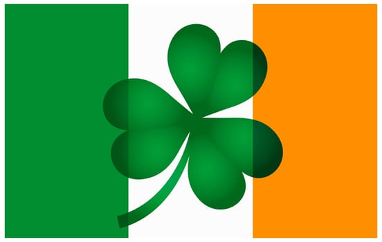 Ireland Flag with Shamrock Isolated on White Background Illustration