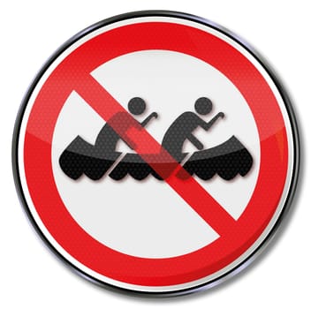 Prohibition sign,canoe,boat and water sports