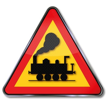 Traffic sign railway and level crossing