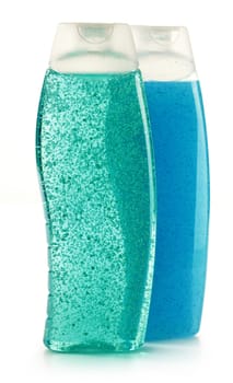 Composition with plastic bottles of body care and beauty products