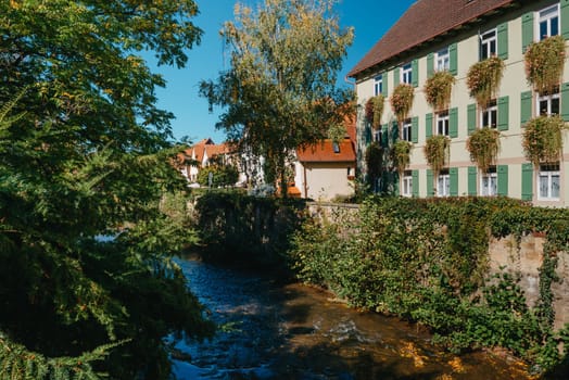 Old national German town house. Old Town is full of colorful and well preserved buildings. Baden-Wurttemberg is a state in southwest Germany bordering France and Switzerland. The Black Forest, known for its evergreen scenery and traditional villages, lies in the mountainous southwest. Stuttgart, the capital, is home to Wilhelma, a royal estate turned zoo and gardens. Porsche and Mercedes-Benz have headquarters and museums there. The 19th-century Hohenzollern Castle sits in the Swabian Alps to the south.