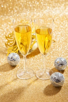 Masquerade Mask with champagne. Happy New Year.