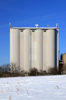 Czech Republic - agriculture silo on grain in winter