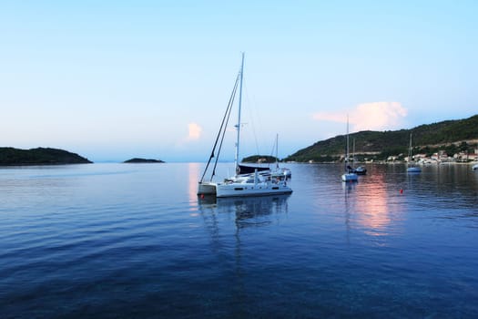 Harbor with yachts in Croatia - Vis island
