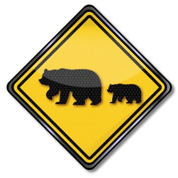 Sign bear family and nature reserve