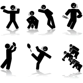 Icon illustrations showing different American football action