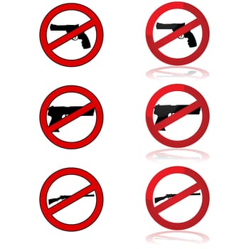 Icons showing different gun shapes and the forbidden sign