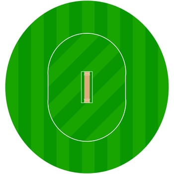 Illustration showing a ground with a cricket field in its center