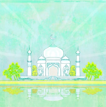 Ramadan background - mosque silhouette raster card
