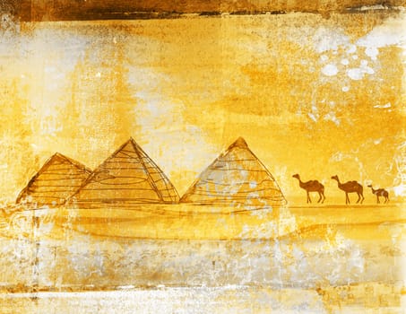 old paper with pyramids giza raster