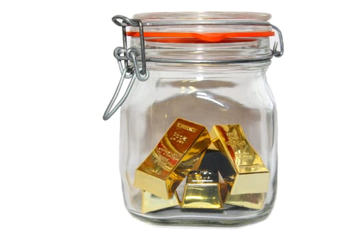 Gold bar in mason jar
