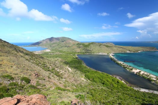 Sweeping view of the Caribbean island of Saint Kitts.