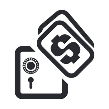Vector illustration of  bank safety box single isolated icon