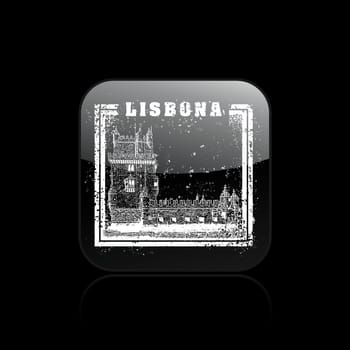 Vector illustration of single grunge isolated lisbon icon