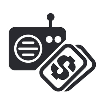 Vector illustration of money and radio single isolated icon