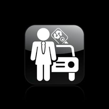Vector illustration of single isolated girl car seller icon