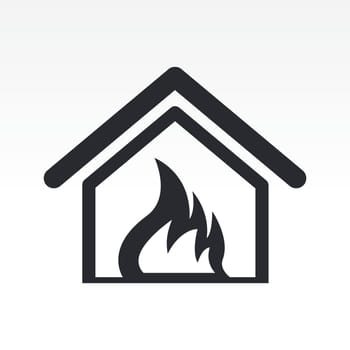Vector illustration of single isolated burning home icon