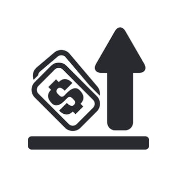 Vector illustration of single isolated increase money icon