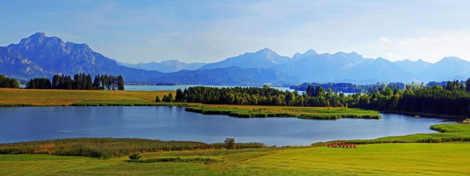 Panorama from the Forggensee in the Ostallgäu