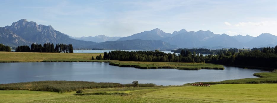 Panorama from the Forggensee in the Ostallgäu