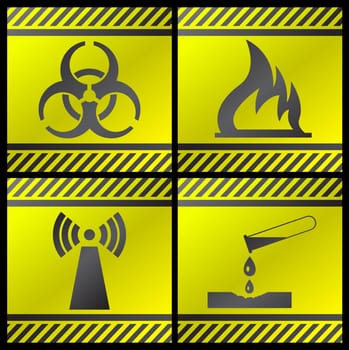 Vector illustration of single isolated danger industry icons