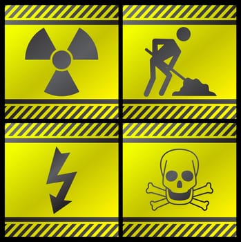 Vector illustration of single isolated danger industry icons