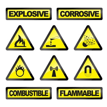 Vector illustration of single isolated danger industry icons