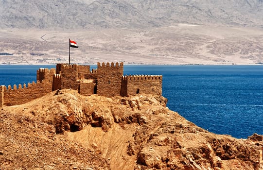 The Pharaoh's Island overlooking the Jordanian shore